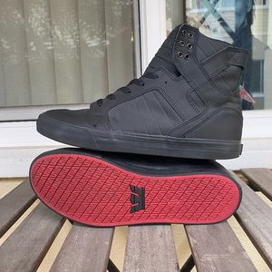 Supra Skytop Satin TUF Black - Red Carpet Mens 10.5 shoes (preowned, no box)